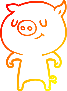 Bir insan tarafından çizilmiş mutlu çizgi film domuzu çizimi.