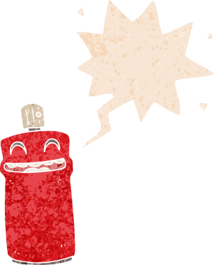 bir insan tarafından çizilmiş grunge gerilmiş retro desenli konuşma baloncuklu çizgi film spreyi