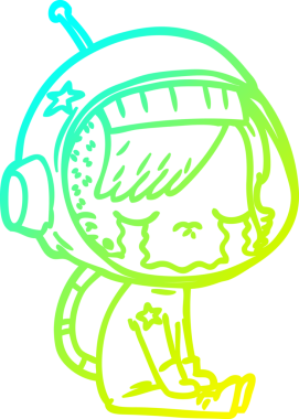 Bir insan tarafından çizilmiş ağlayan astronot kız karikatürü.