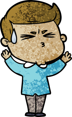 Bir insan tarafından çizilmiş terleyen çizgi film adamı.