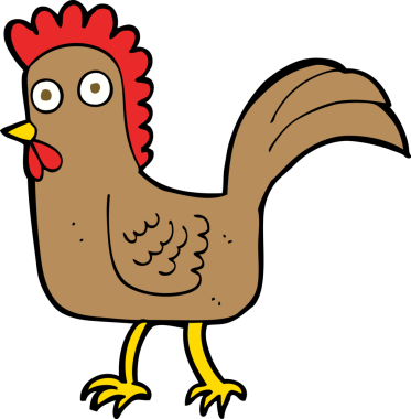Bir insan tarafından çizilmiş çizgi film tavuğu.