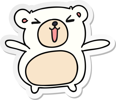 Etiket karikatür çizimi: kawaii Bir insan tarafından çizilmiş sevimli oyuncak ayı