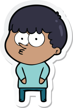 Bir insan tarafından çizilmiş meraklı bir çocuğun çıkartması.