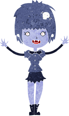 Bir insan tarafından çizilmiş vampir kız çizgi filmi.