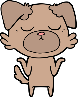 Bir insan tarafından çizilmiş şirin bir çizgi film köpeği.