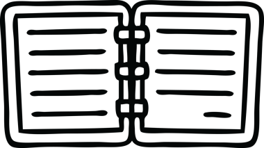 Bir insan tarafından çizilmiş açık bir günlüğün çizgi çizimi