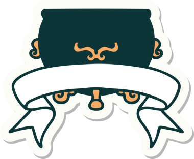 Bir insan tarafından çizilmiş bir kazan sancağına sahip dövme stili çıkartması