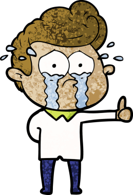 Bir insan tarafından çizilmiş ağlayan bir karikatür.