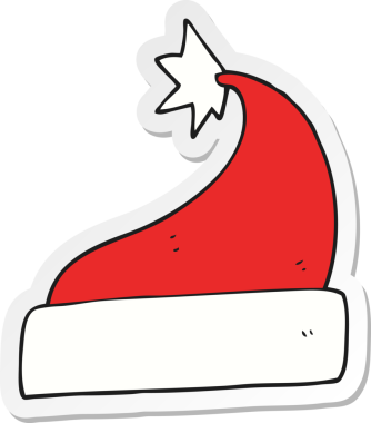 Bir insan tarafından çizilmiş bir karikatür Noel şapkasının çıkartması.