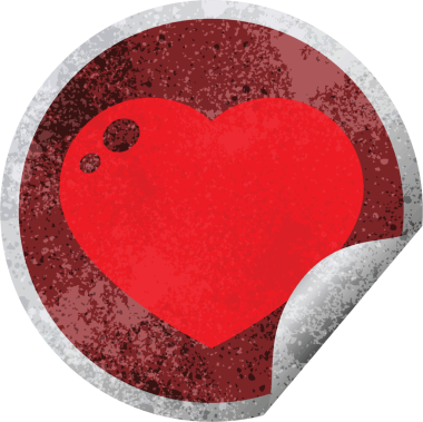 kalp soyma etiketi grafik vektör illüstrasyon dairesel soyma etiketi bir insan tarafından çizildi