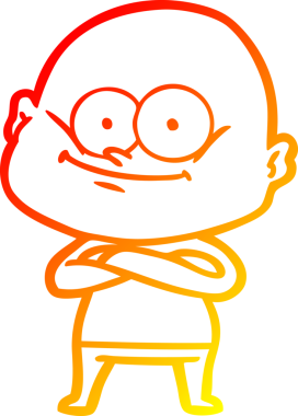 Bir insan tarafından çizilmiş kel bir adamın sıcak çizgi çizimi.