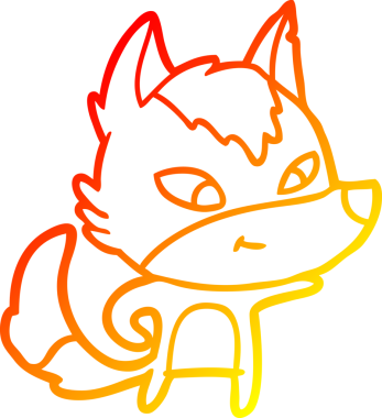 Bir insan tarafından çizilmiş dost canlısı bir kurt çizgi çizimi.