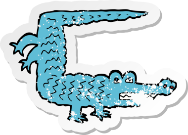 Bir insan tarafından çizilmiş timsah çizgi filminin gerilimli yapıştırması.