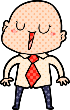 Bir insan tarafından çizilmiş mutlu, kel adam.