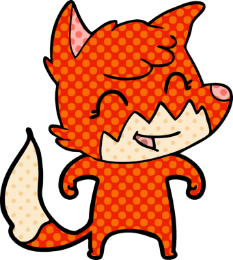 Bir insan tarafından çizilmiş mutlu çizgi film tilkisi.