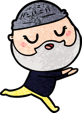 Bir insan tarafından çizilmiş sakallı bir çizgi film adamı.