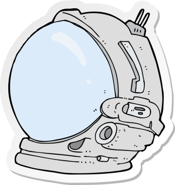 Bir insan tarafından çizilmiş astronot kaskının çıkartması.
