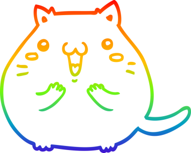 gökkuşağı gradyan çizimi mutlu çizgi film kedisi bir insan tarafından çizildi