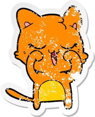 Bir insan tarafından çizilmiş karikatür bir kedinin sıkıntılı çıkartması.