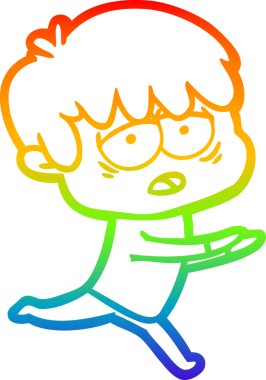 gökkuşağı gradyan çizgi çizimi bir insan tarafından çizilmiş bitkin bir çocuk