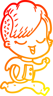 Bir insan tarafından çizilmiş mutlu bir çizgi film kızı çizimi