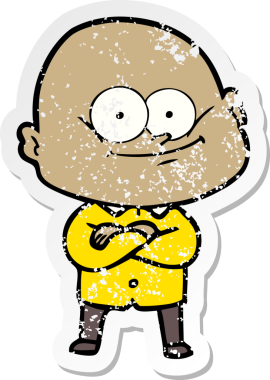 Bir insan tarafından çizilmiş kel bir adamın sıkıntılı çıkartması.