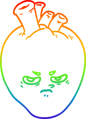 Gökkuşağı gradyan çizgi çizimi Bir insan tarafından çizilmiş ortalama kalp