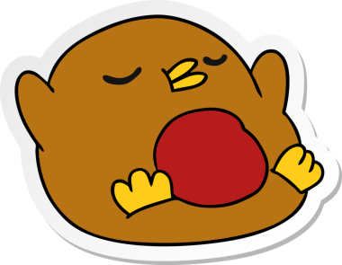 Bir insan tarafından çizilmiş serbest sticker çizgi film Şirin kawaii kırmızı robin