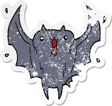 Bir insan tarafından çizilmiş mutlu vampir yarasa çizgi filminin sıkıntılı çıkartması.