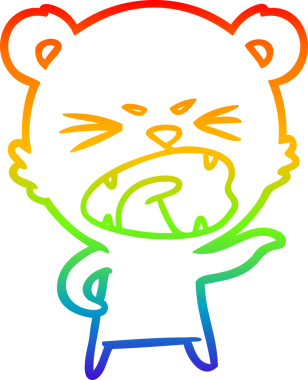 Bir insan tarafından çizilmiş kızgın bir kutup ayısının gökkuşağı gradyanı çizimi