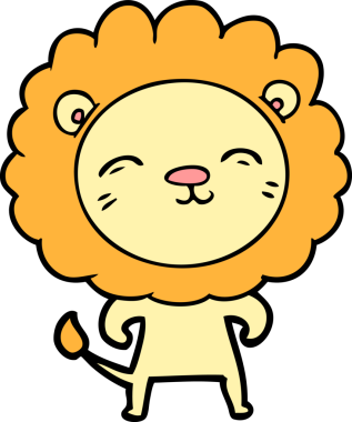 Bir insan tarafından çizilmiş çizgi film aslanı.