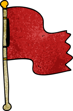 Bir insan tarafından çizilmiş kırmızı bayrak.