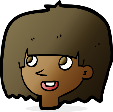 Bir insan tarafından çizilmiş mutlu kadın yüzü.