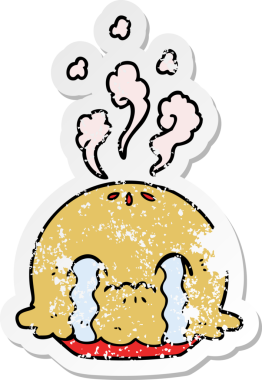 Bir insan tarafından çizilmiş ağlayan bir karikatür çıkartması.