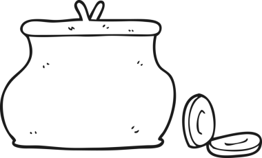 Bir insan tarafından çizilmiş siyah beyaz bir cüzdan.