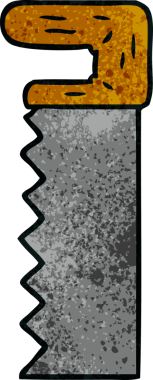 Bir insan tarafından çizilmiş metal testerenin el çizimi karikatürü.