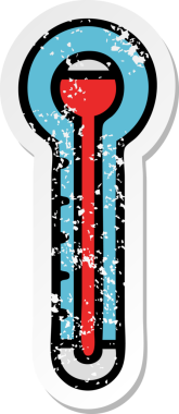 Bir insan tarafından çizilmiş sevimli bir çizgi film termometresinin sıkıntılı yapıştırması.