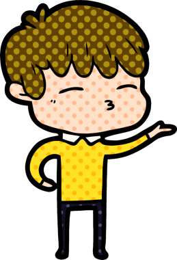 Bir insan tarafından çizilmiş meraklı bir çocuk.