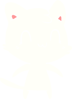 Bir insan tarafından çizilmiş düz renkli çizgi film mutlu kedi.