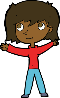 Bir insan tarafından çizilmiş mutlu bir kız.