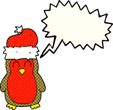 Bir insan tarafından çizilmiş serbest çizilmiş çizgi roman konuşma balonu, noel robini.