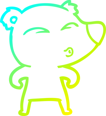 Bir insan tarafından çizilmiş ıslık çalan bir ayının soğuk çizgi çizimi.