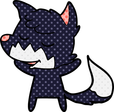 Bir insan tarafından çizilmiş dost canlısı çizgi film tilkisi