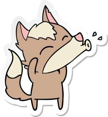 Bir insan tarafından çizilmiş uluyan kurt çizgi filminin çıkartması.