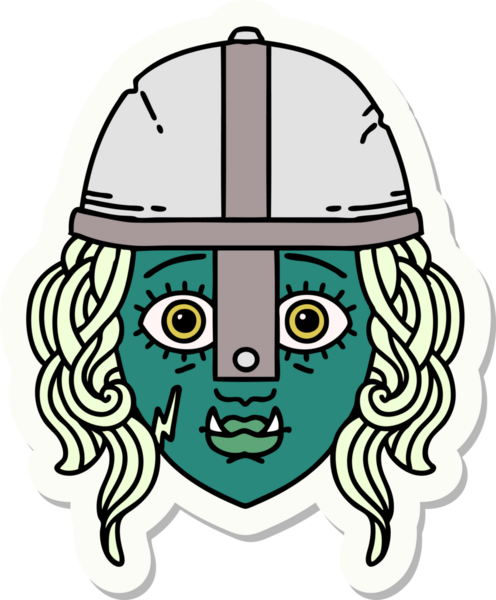 Bir insan tarafından çizilmiş Ork Savaşçısı karakterinin çıkartması.