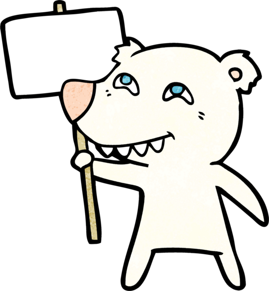 Karikatür kutup ayısı bir insan tarafından çizilmiş dişleri gösteriyor