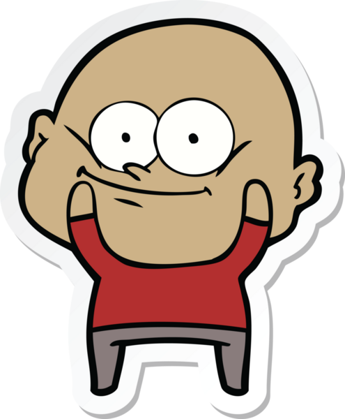 Bir insan tarafından çizilmiş kel bir adamın çıkartması.