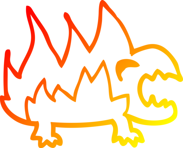 Bir insan tarafından çizilmiş karikatür ateş şeytanının sıcak çizgi çizimi