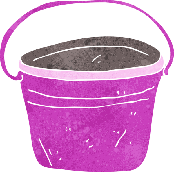 Bir insan tarafından çizilmiş metal bir kova.