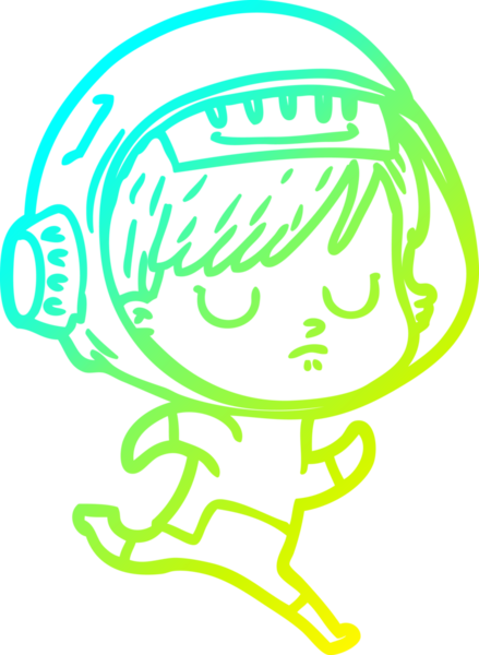 Bir insan tarafından çizilmiş soğuk gradyan çizgili astronot kadın çizimi.